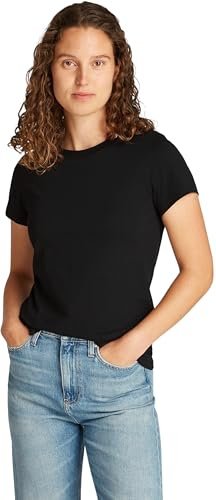 Calvin Klein Women’s Short Sleeve Logo Neckline Slim Fit T-Shirt, Black (Ck Black), XL