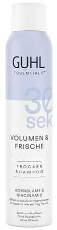 Guhl 30 sek Trockenshampoo - Volumen & Frische - Inhalt: 200 ml - Niacinamid & Kornblume - Effektiv wie eine Haarwäsche - Schonend wie ein Tag Pause - Ohne Rückstände - Ohne Silikone