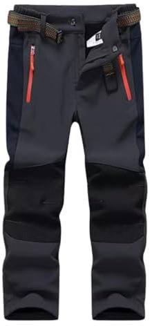 Hpbygstae Pantalon thermique imperméable pour garçons et filles, pantalon de neige, pantalon d'extérieur d'hiver, pantalon de randonnée, pantalon de ski softshell pour enfants, #24-gris, 130/140 cm