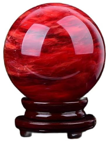 DECORN Rote Kristallkugel, Kugelform, Heilende Edelsteine Steine Kugel, Schmelzende Quarz-Mineralkugel, Fengshui Home Dekoration Ball für Reiki, Meditation, Wahrsagung, Kristall-Heilung,30mm