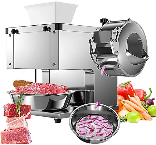 DLAZUM Cortadora de Carne Comercial, cortadora y trituradora de Pescado pequeño de Acero Inoxidable, 10 mm (Plata, 7 mm)
