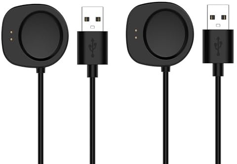 Blueshaweu Cable de carga compatible con Amazfit T-Rex 3, cable cargador cargador estación de carga compatible para Amazfit T-Rex 3 Outdoor Smartwatch 48 mm (negro + negro)