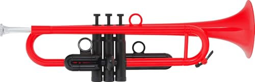 Classic Cantabile MardiBrass ABS Kunststoff Trompete - Blasinstrument - Perinet-Ventile - 450g leicht - Inkl. 2 Mundstücke, Gigbag & Ersatzventilen - Rot - Musikinstrument für Kinder und Erwachsene