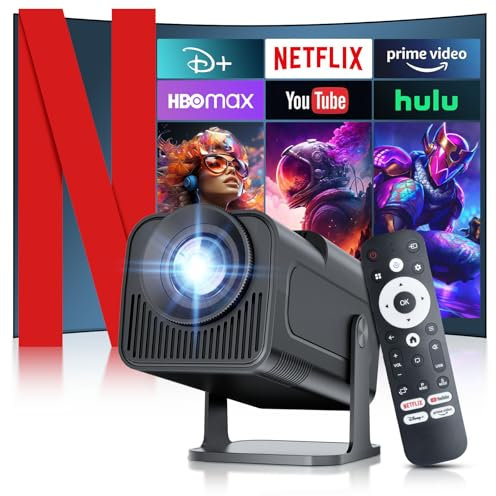Salange Proyector Inteligente, Youtube/PrimeVideo/D+ Integradas, Mini Proyector 4K Nativo 1080P, Wi-Fi y Bluetooth, Keystone Auto, Android 13.0 Smart TV (2025 Nuevo)
