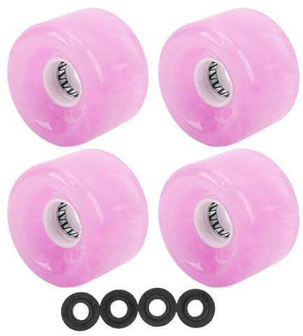 Hapivida Set di 4 Ruote da Skateboard, durezza 78A, Ruote Cruiser morbide traslucide PU, Sostituzione per Longboard Pennyboard Waveboard Snakeboard Roller (Rosa)