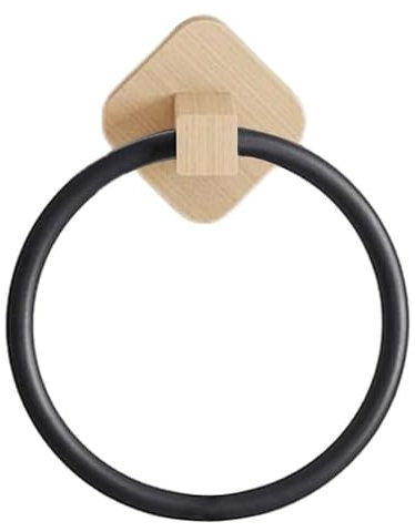 DUANSIYU Handtuchhalter Ohne Bohren Badezimmer-Handtuchring aus Aluminium und Holz, Selbstklebender Handtuchhalter, an der Wand montierte Handtuchschienen for Küche und Bad Handtuchhalter(3)