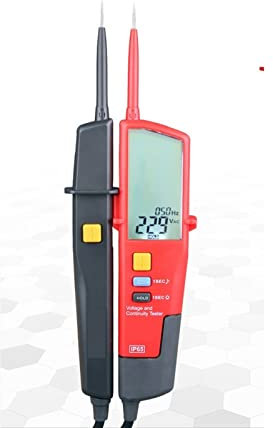 ZKLGS Comprobador de baterias de Coche Voltímetro Digital UT18B UT18D AC DC Tester Continunity Voltage 69 0V LCD Mostrar Secuencia 3 Fases RCD Probador eléctrico(UT18D)