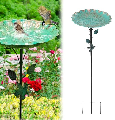 Generisch Vogelbad für Garten, Groß Metall Vogeltränke Stehend Garten Deko, Wassertränke Stehend für Vögel, Wasserschale für Wildvögel, Vogeltränke Winterfest Frostsicher, Gartendeko Draußen (#B)