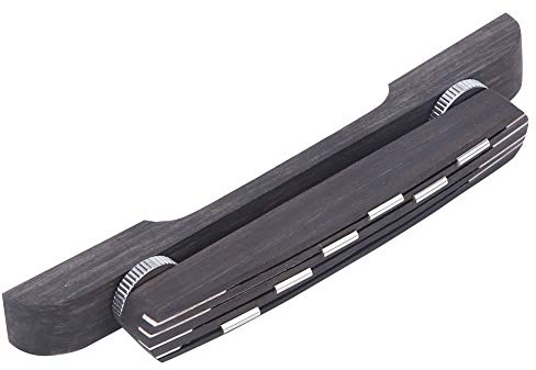 Gitarren Steg Ebony, Jazz Gitarre Zubehör, 6 Punkte Höhenverstellung 21-26mm - Verstellbar, Robustes Holzmaterial, Für E - Bass & Akustik Gitarren
