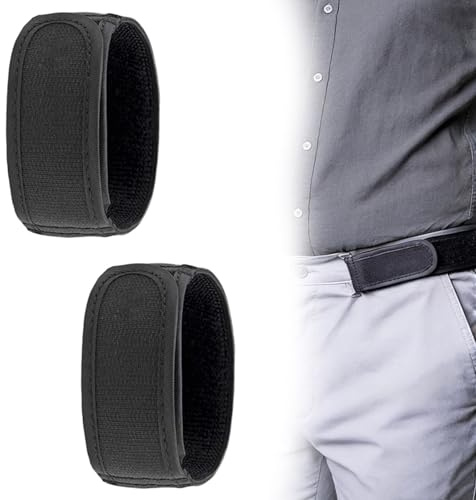 2 Stück Schwarz Gürtel Ohne Schnalle,Schnallenfreier Stretch Elastischer Gürtel Damen Herren Mit Klettverschluss, Unsichtbarer Mehrzweck Flexibler Gürtels Ohne Löcher Für Freizeit Oder Arbeit (M)