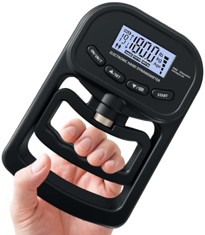 Hand Grip Strength Tester Trainer, 396lbs/180kg Hand Grip Dynamometer with LCD Display, Electronic Hand Grip Strengthener Exerciser Meter for Sports, School, and Home Use