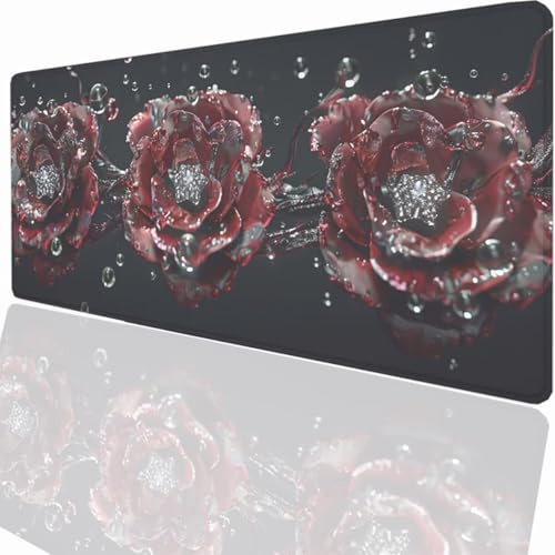 Tapis de Souris Gaming XXL Grand Mousepad 1200x600x3mm, Grand Tapis de Bureau sous Main avec Base en Caoutchouc antidérapante pour PC Gamer, Améliore la précision et la Vitesse Fleur Usine LMDT8281