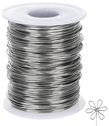 1 rotolo di filo in acciaio inox 304, 100 m x 0,8 mm, filo d'argento per fai da te, filo in acciaio inox con bobina, filo flessibile sottile per la creazione di gioielli, antiossidante per modellare