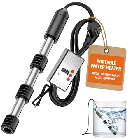 Submersible Water Heater, Electric Immersion Heater with Auto Power Off & Digital LCD Temperature, Stainless Steel Safety Guard for Home Kitchen Industrial
