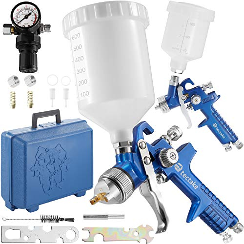 tectake® HVLP Lackierpistolen Set, 1,0/1,7mm Düse, inkl. Koffer - Verschiedene Modelle & Sets - (Set 400097)