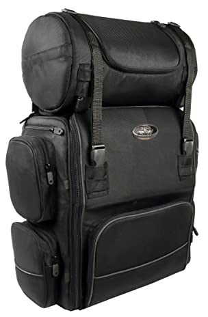 Milwaukee Leather SH680 Large Black Textile Motorcycle Sissy Bar Travel Bag - One Size