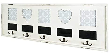 HAKU Wandgarderobe antikweiß, Massivholz, MDF - Maße: B 77 x H 26 x T 3 cm, Style: Industrial