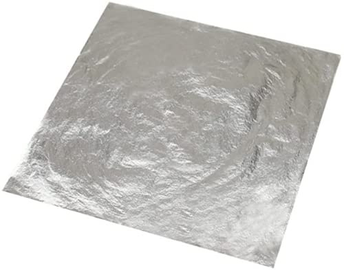 Sim Gold Leaf - Foglia d'argento alimentare puro 999/1000, 110 x 110 mm, 10 foglie di qualità professionale, argento, 110