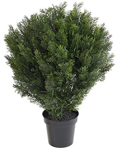PEGANE Plante Artificielle Haute Gamme Spécial extérieur/Cyprès Buisson Rond Artificiel Coloris Vert - Dim : 90 x 65 cm