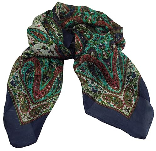 musimon Tuch Seidentuch Schal Paisley Muster 100% Seide 100 cm x 100 cm