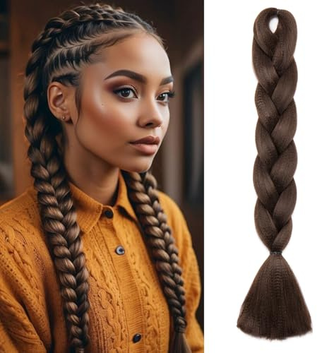 Silk-co 60cm-Extension Treccine Capelli Colorati Afro Capelli Lunghi Braiding Hair Extension Capelli per Treccia Finta–Cioccolato