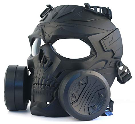 Masque Tactique Airsoft Paintball équipement de Protection factice lentille Transparente Masque de crâne mécanique avec Double Ventilateur Turbo