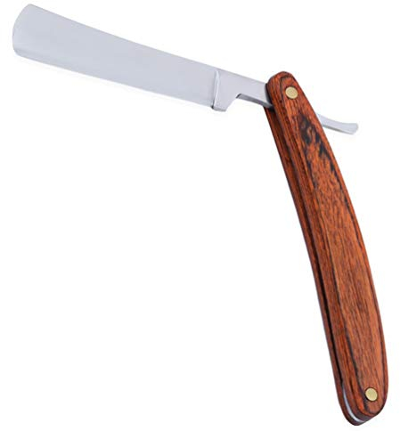 SOLUSTRE Klassisches Rasiermesser Vintage Faltbar Bartmesser Manuelle Bartrasierer Holzgriff Augenbrauenmesser Schnurrbart Bart Pflegen Schneiden Männer Herren Geschenk Barbier Salon Zuhause