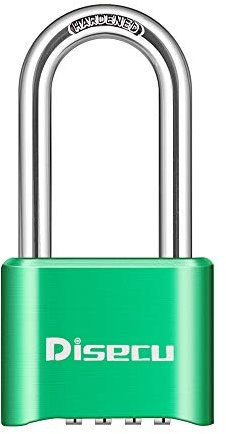 Disecu Robustes Zahlenschloss mit 4 Ziffern und wasserdichtem Vorhängeschloss für den Außenbereich, 6,3 cm langer Bügel für Spinde, Sportspinde, Tor, Zaun (grün)