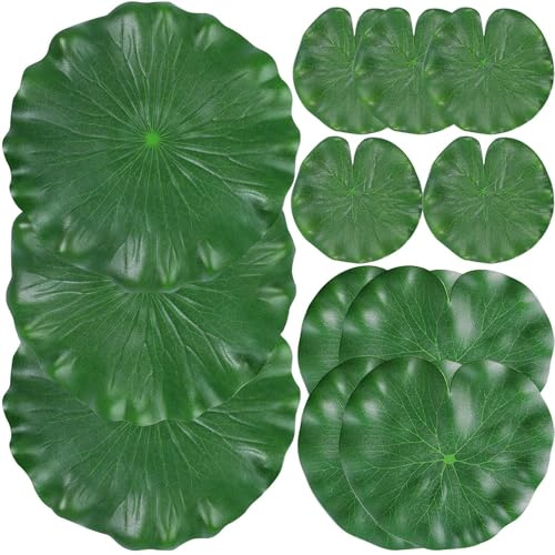ZAUGONTW 12 Stück künstliche schwimmende Schaum-Lotusblätter, Lilienpads, künstliches Laub, Teichdekoration für Teich, Pool, Aquarium-Dekoration