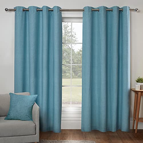 Sleepdown Textured Print Eyelet Curtains Lined Curtains for Bedroom and Living Room 66 x 90 Inch Duck Egg 2 Panels, 5056242839422