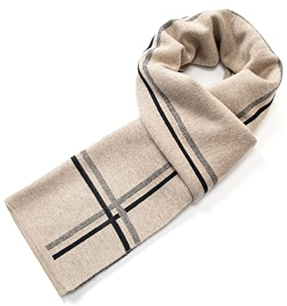 Villand Herren Wolle Strickschal (Beige)