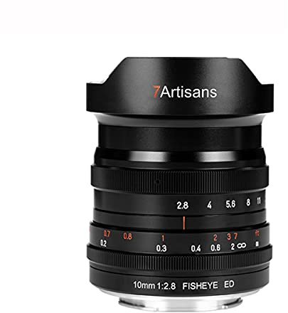 7artisans Objetivo F2.8 de 10 mm, ojo de pez, enfoque manual fijo, ultra gran angular, formato completo, para cámaras Canon EOS R sin espejo R6 R7