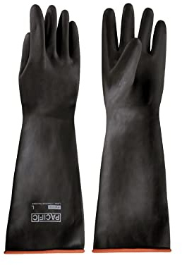 PACIFIC PPE Heavy Duty Latex Chemical Gloves, Strong Acid Resistance Rubber Gloves, Against Alkali and Oil, 18