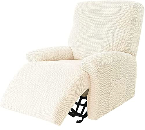 YSLLIOM Sesselbezug, Sessel-Überwürfe Sesselschoner Weich, Antirutsch Husse für Relaxsessel Komplett, Elastisch Bezug für Fernsehsessel (Beige)