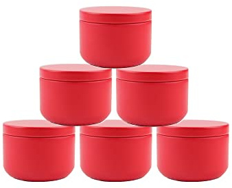 20 Pcs Tinplate Small Round Tin Jar Containers with Lids for Strorage Candy Gift, DIY Candle Making, Tea Coffee and Crafts (red)