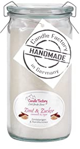 Candle Factory Mini Jumbo Duftkerze aus pflanzlichem Stearin im hitzebeständigen Glas der Marke Weck®, ca. 70h Brennzeit, Duft: Zimt & Zucker