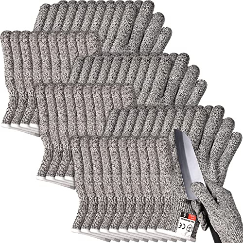 Potchen 15 Pairs Cut Resistant Gloves Level 5 Protection Cutting Safety Kitchen Anti Cut Gloves for Kitchen Fish and More (Medium)