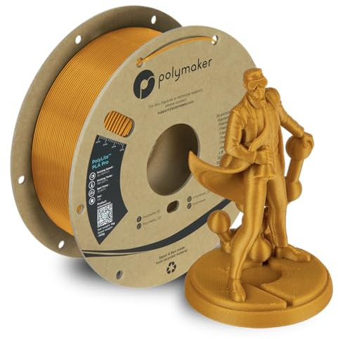 Polymaker PLA PRO Filament 1,75 mm Gold, leistungsstarkes PLA-Filament 1,75 mm 3D-Drucker-Filament 1 kg – PolyLite 1,75 PLA Filament PRO Tough & High Rigidity 3D-Druck PLA Filament Gold