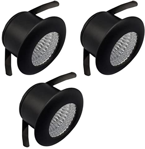 Shop SoftAir® 3 Pezzi Mini Faretti Spot LED Colore Nero Neri da Incasso 3W Luce Calda Naturale Fredda Foro 27mm Interni Cartongesso con Trasformatore (Luce Calda 3000k)