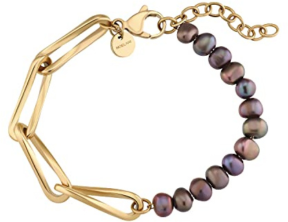 NOELANI Armband Edelstahl Damen Armschmuck, mit Süßwasserzuchtperle, 17+3 cm, Gold, Kommt in Schmuck Geschenk Box, 2034644