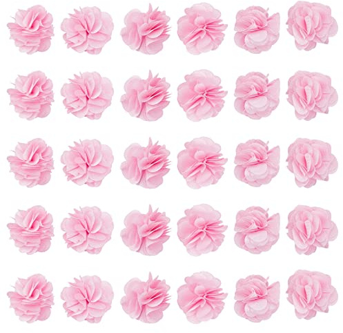 craspire 40 Stück Stoffblumen Rosa 1.34 3D-Chiffon-Blumen-Spitzenborte Brautsträuße Cluster-Blumen-DIY-Nähspitzen-Patch Für Heimwerkerhandwerk Stirnbänder Hochzeit Geschenkverpackung