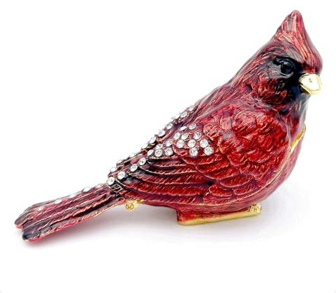 JWT Astyle Luxury Red Cardinal Bird Gifts Jewelry Trinket Boxes Hinged.Decorative Keepsake Ring Box.Necklace Rings Earrings Organizer.Bird Figurines Accents Home Decor Gifts for Women.