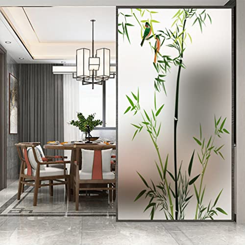 Bambuspflanzen, halbtransparent, Fenster-Sichtschutzfolie, statische Haftung, Fensterbehandlungen, Glasaufkleber, dekorative Folie für Seitenglastür, Heimdekoration, 40 x 100 cm