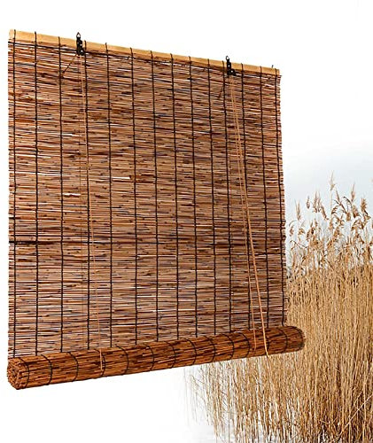 NEZIH Store En Bambou Tressé Rétro Pour L'Intérieur Et L'Extérieur Avec Dispositif de Levage Parasols En Bambou/W51*H71In