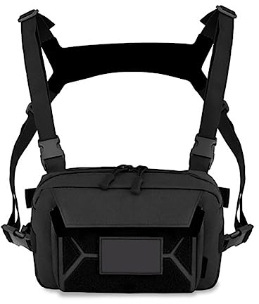 ACEXIER Taktische Brusttasche Herren Molle Nylon Klettern Campingtaschen Outdoor Militär Sport Reise Weste Rucksack (Black)