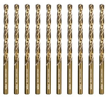 SALI 10 Stücke M35 HSS Cobalt Bohrer Set mit Spiralbohrer 5mm HSS-Co Stahlbohrer Eisenbohrer Metallbohrer Set für Holz, Metall, Kunststoff, Aluminium, Hartplastik, Edelstahl