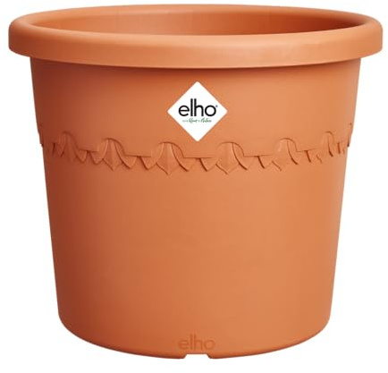 elho Algarve Cilindro Wheels 40cm - Large Plant Pot Outdoor - Planters - 100% Recycled Plastic - Ø 39.5 x H 33.1 cm - Brown/Terra