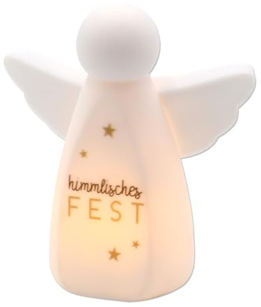 Dekohelden24 ***LED Nachtlicht Engel mit Timer, Himmlisches Fest -, L/B/H: 11,3 x 5,5 x 12,2 cm