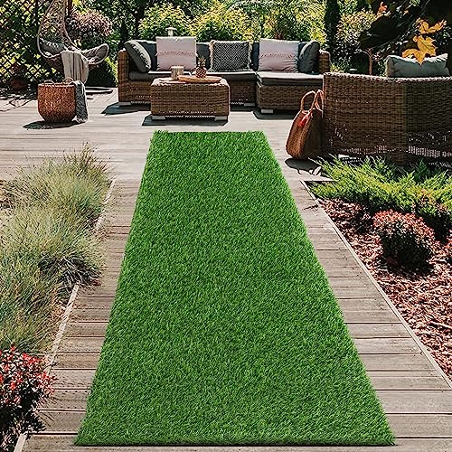 HEBE Kunstrasenteppich, Grasmatte, 60 x 2,4 m, Hunde-Pads, Töpfchentrainingsteppich mit Drainagelöchern, Kunstrasen, Teppich, Fußmatte für Hunde, Haustiere, Terrasse, Rasen, Landschaft, Balkon