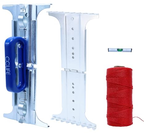 CCLIFE Sollevatore per piastre regolabili 30-50cm, Portata 30 kg 6 livelli regolabili, dotato di livella e corda per corda per mattoni